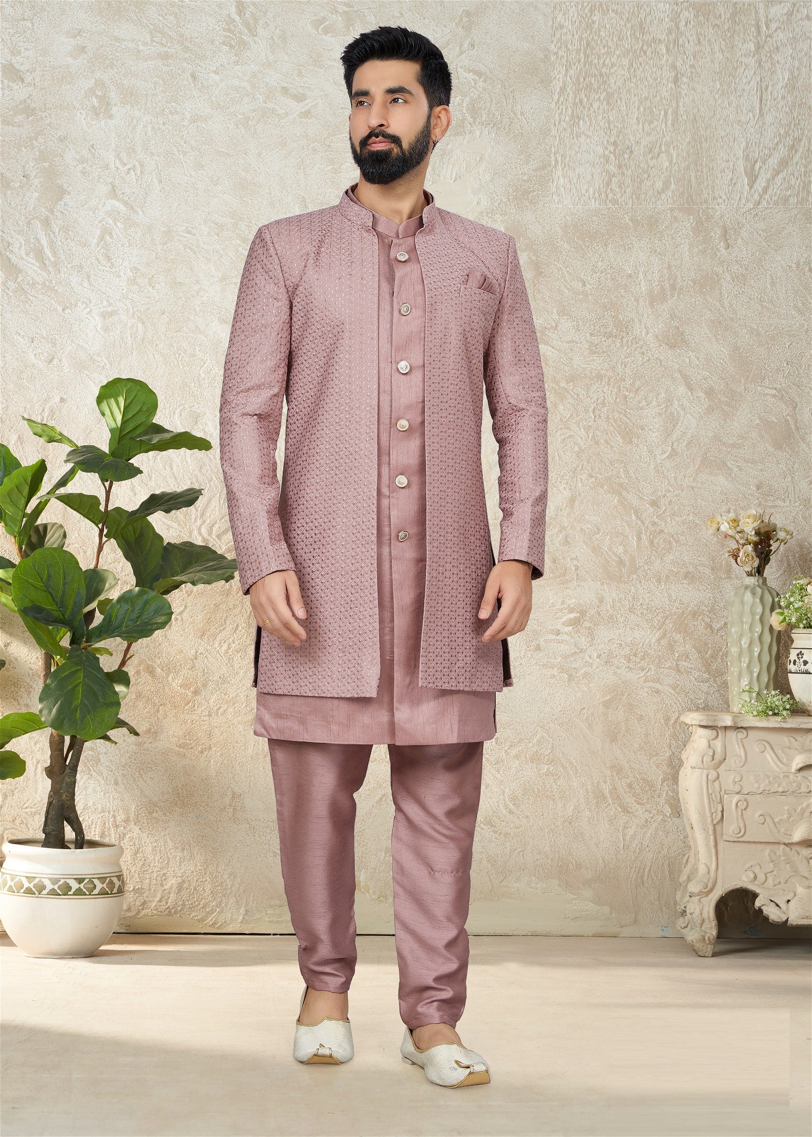 Party Wear IndoWestern - Pink and Majenta Suit