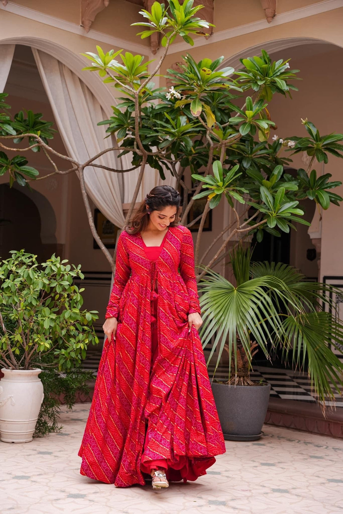 Beautiful Printed Shrug Style Indo Western Gown