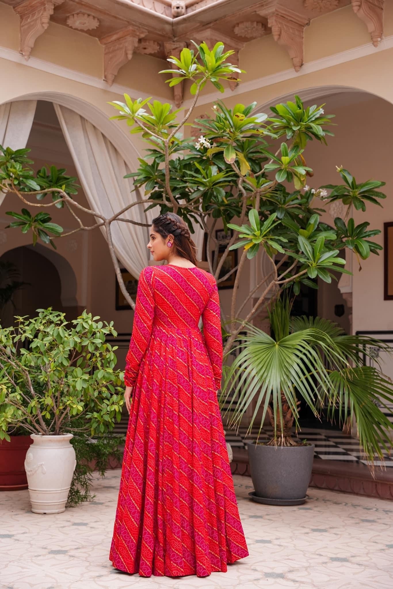 Beautiful Printed Shrug Style Indo Western Gown