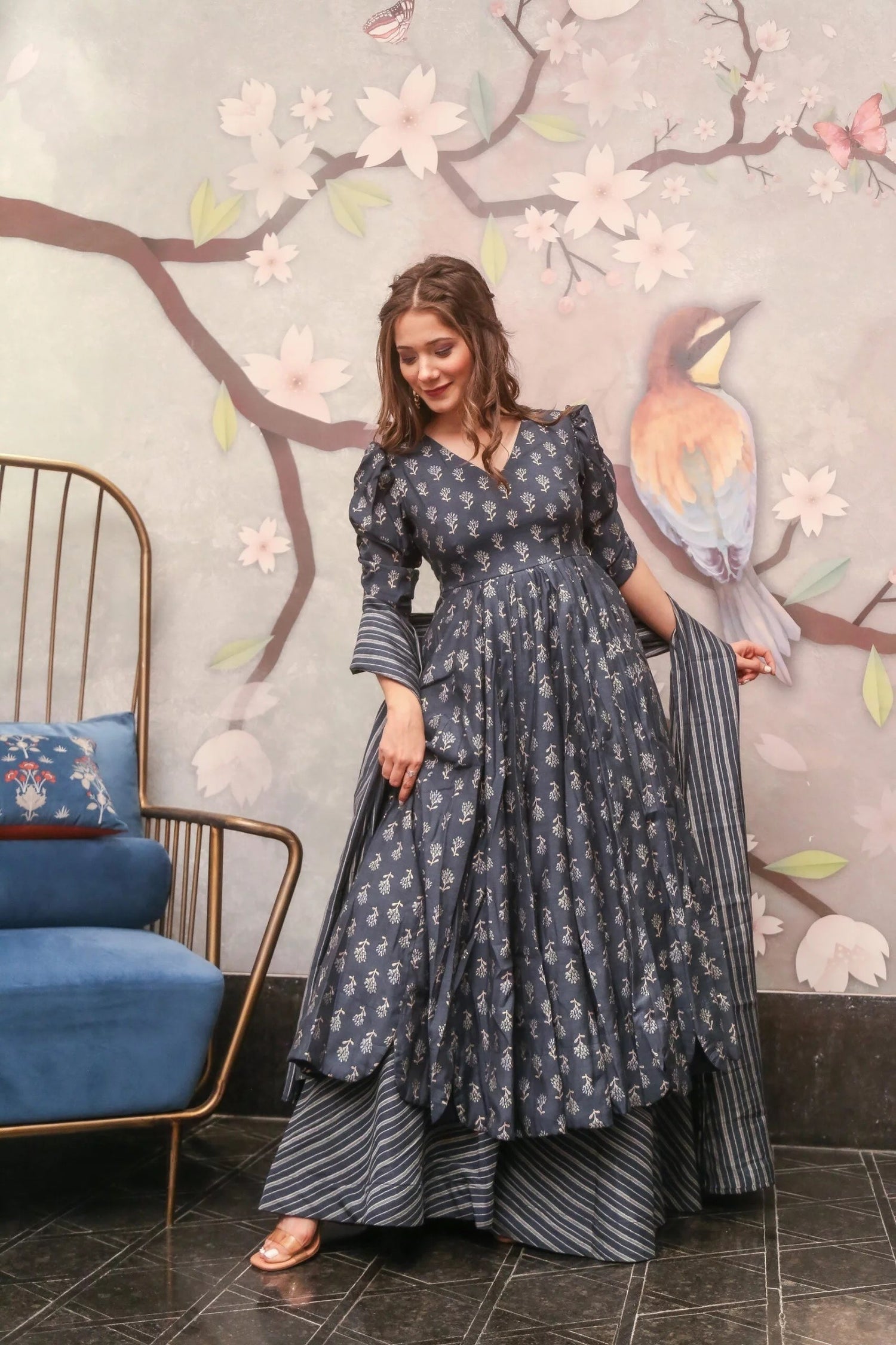 Grey Color Glamorous Fancy And Elegant partywear Kurta Set