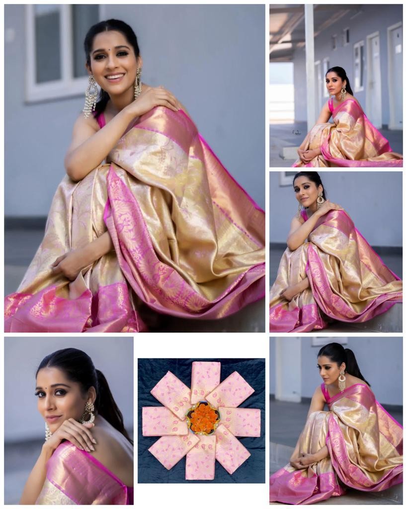 Soft lichi silk white and pink saree