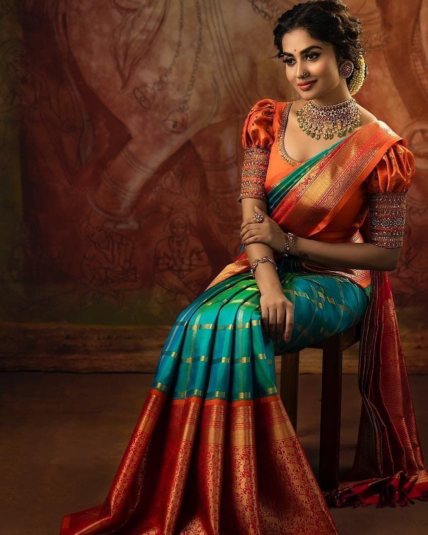Beautiful Banarasi Multicolour Soft Lichi Silk Saree