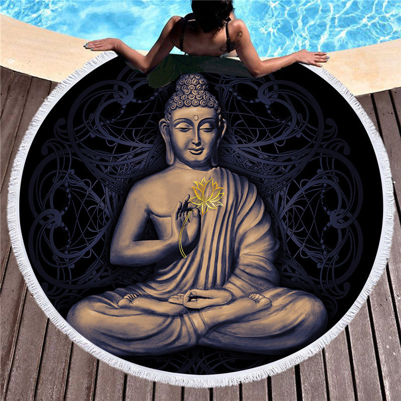 Buddha statue beach towel