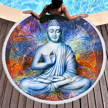Buddha statue beach towel