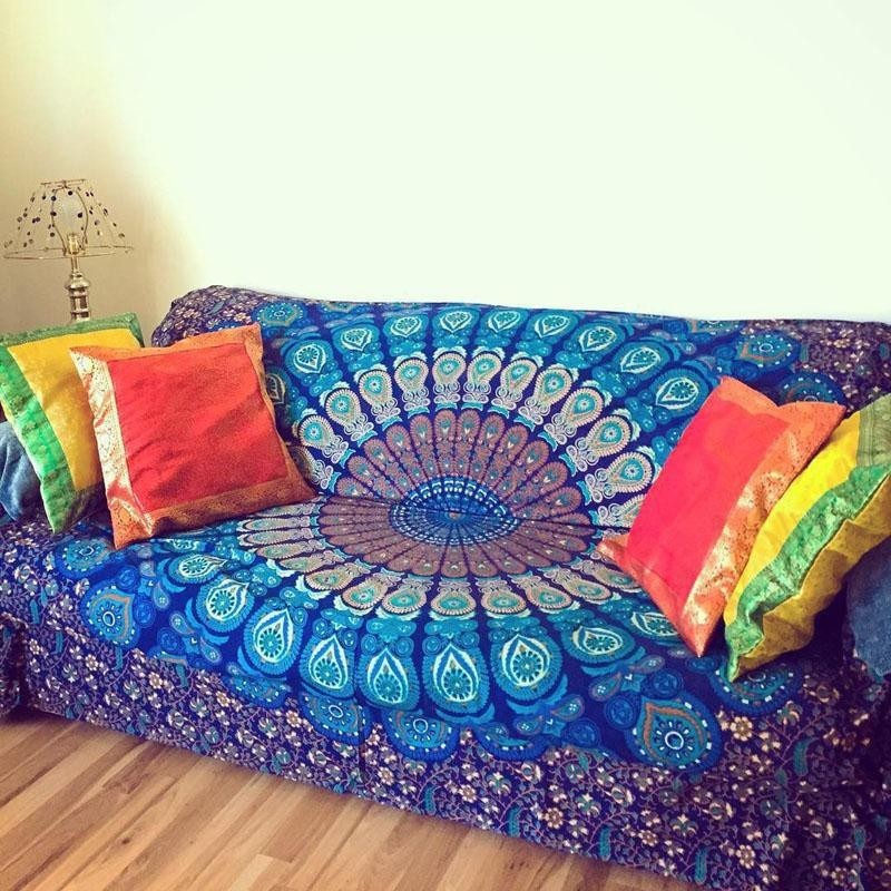 Indian Mandala Peacock Tapestry