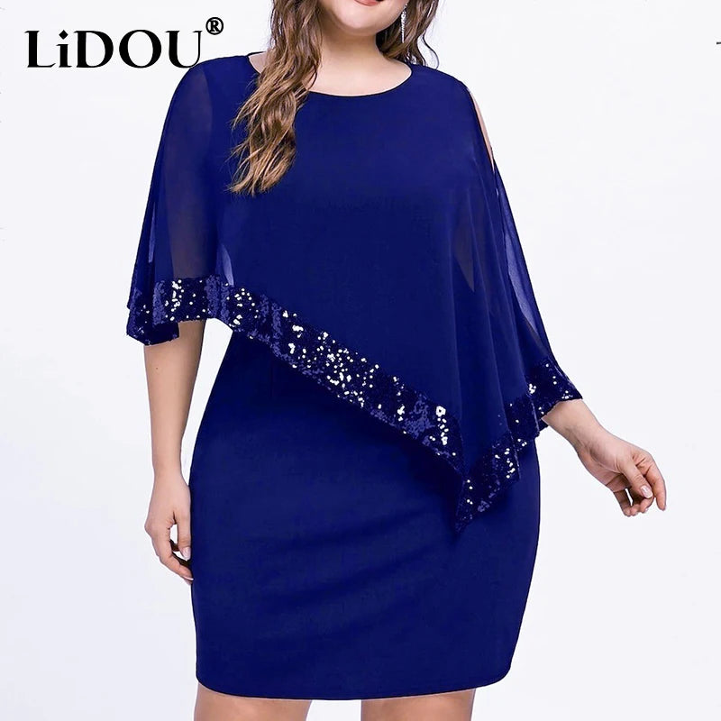 Off-shoulder Sequin Fashion Dress