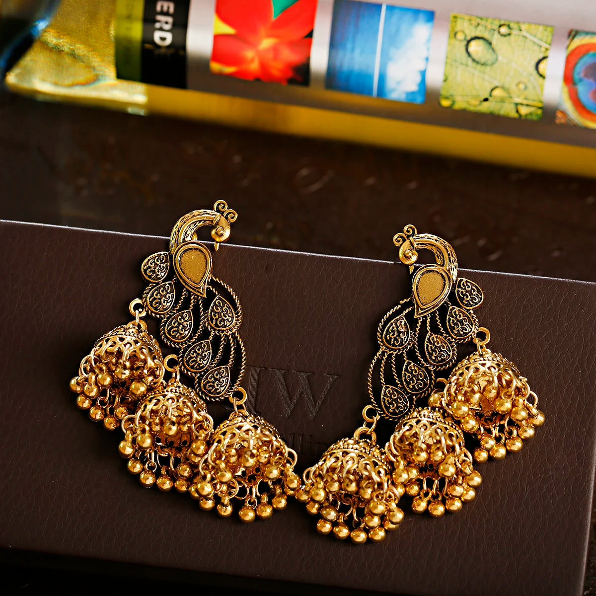 Luxury Vintage Peacock Wedding Earrings