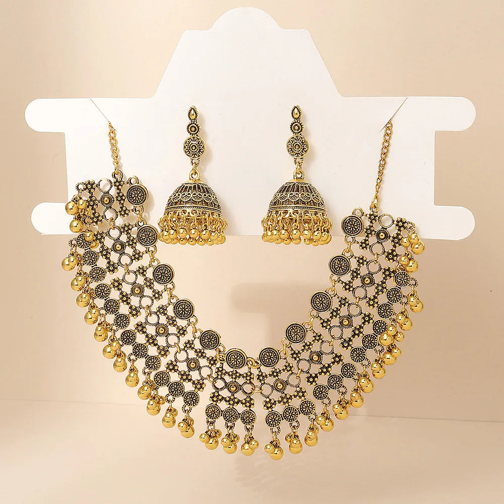 Ethnic Necklace Earrings Set Vintage
