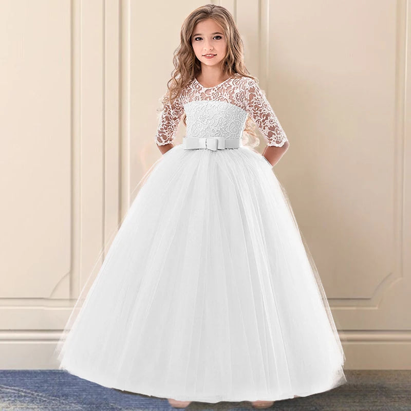 Lace Dress Kids Flower Embroidery Dresses