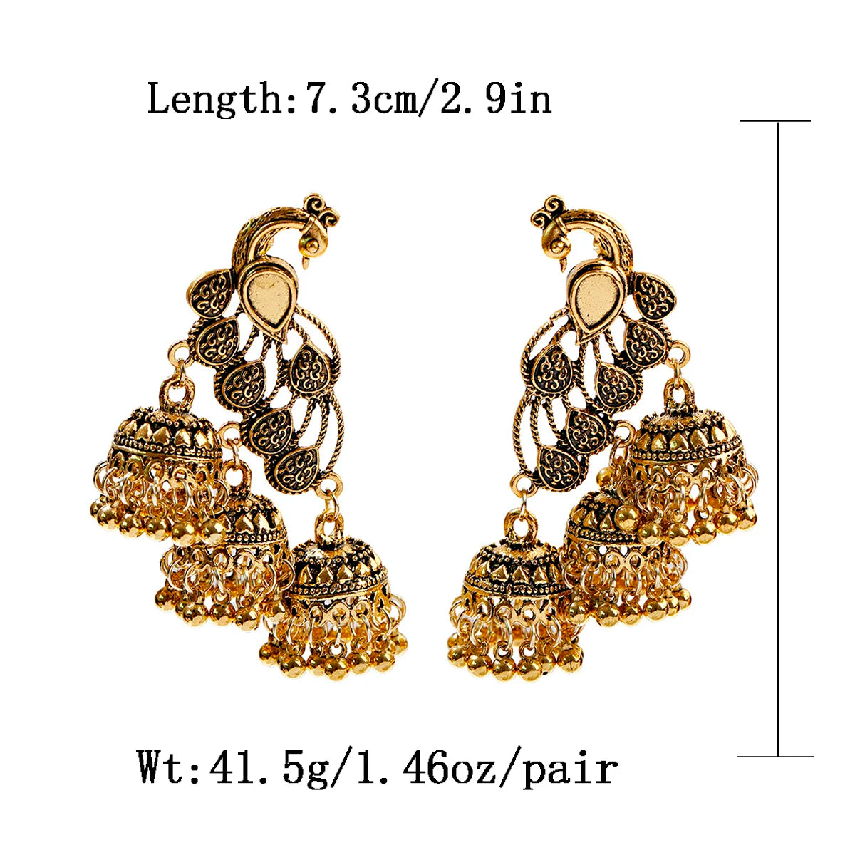 Luxury Vintage Peacock Wedding Earrings