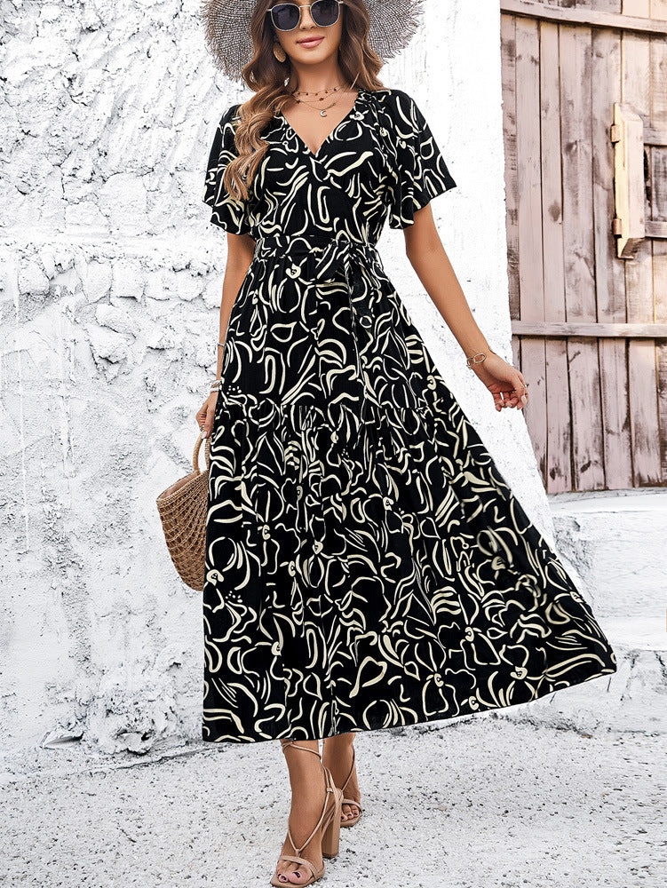 Summer Short Sleeve Printing Dress