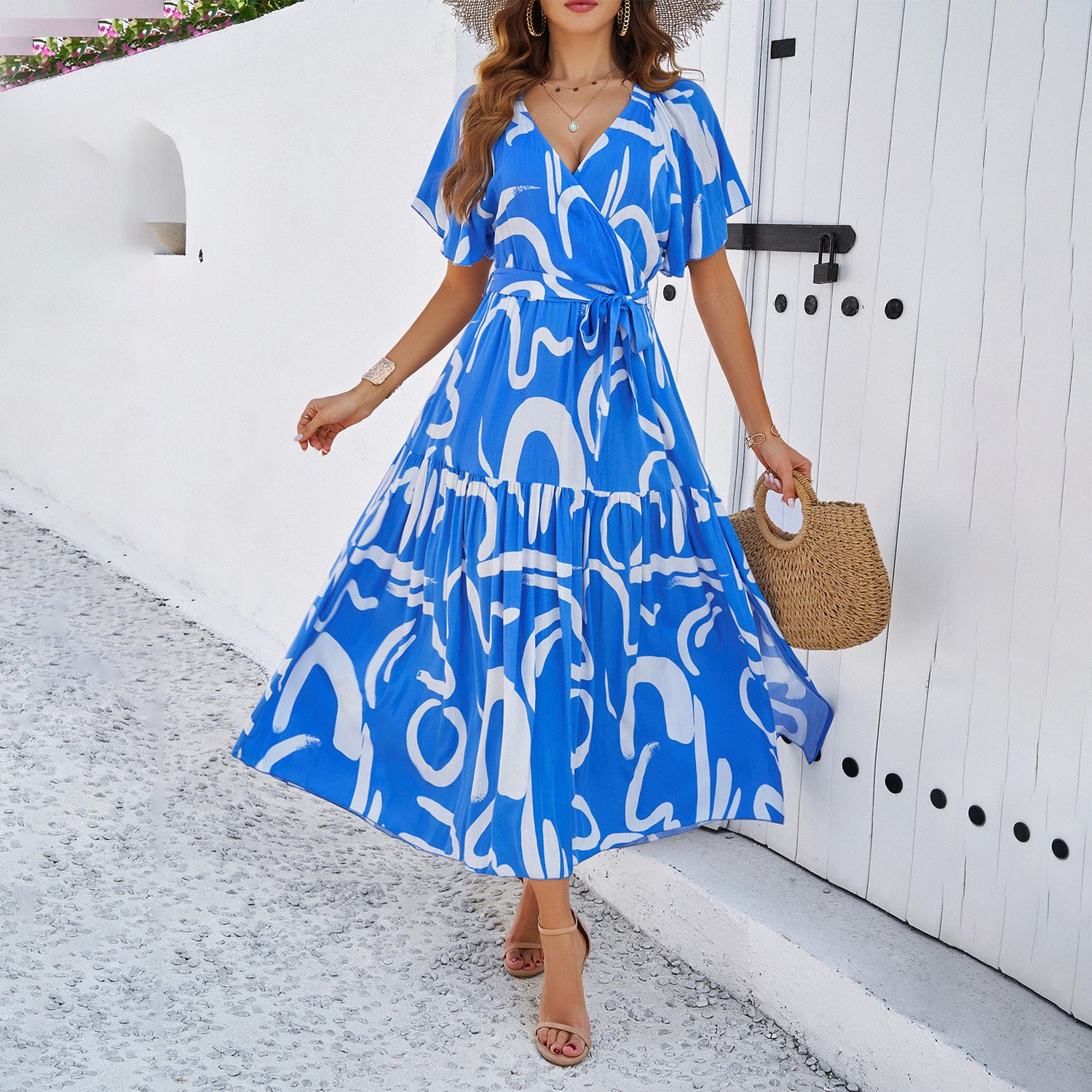 Summer Short Sleeve Printing Dress